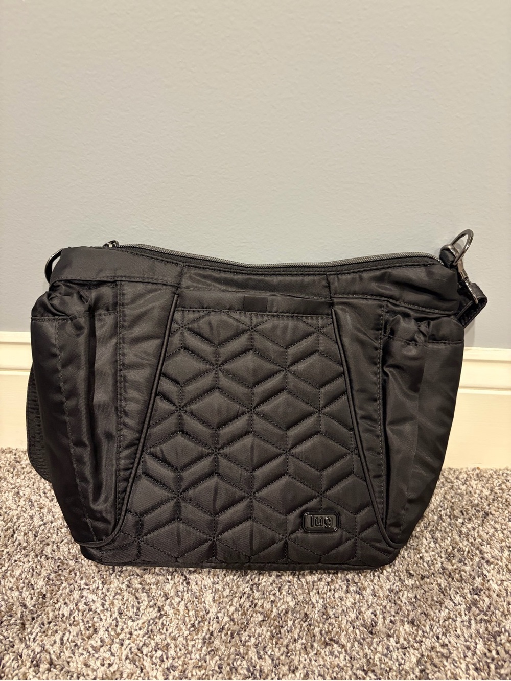 lug Mini Shuffle Black Quilted Crossbody Bag